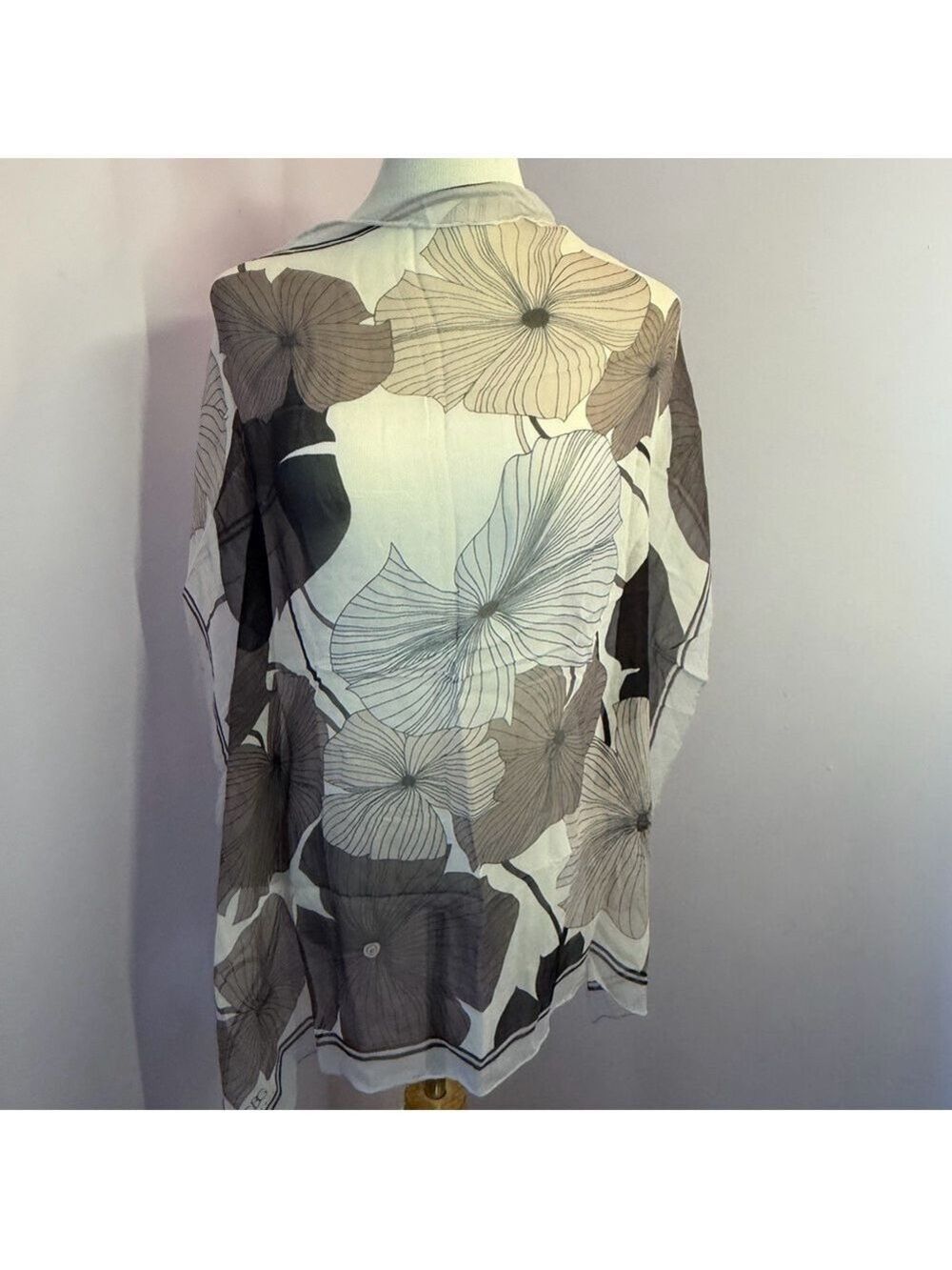 Silk Scarf-BCBG Sheer Patterned Scarf, Beautiful
